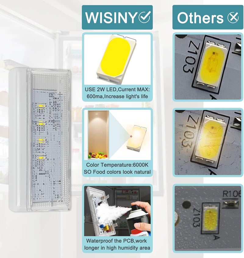WISINY W10515057 Refrigerator LED Light Compatible for Whirlpool WRS325fdam04 Freezer WRS325FDAM02 WRS322FDAM04 and Kenmore Maytag Refrigerator Replaces WPW10515057 with Cover - Image 4